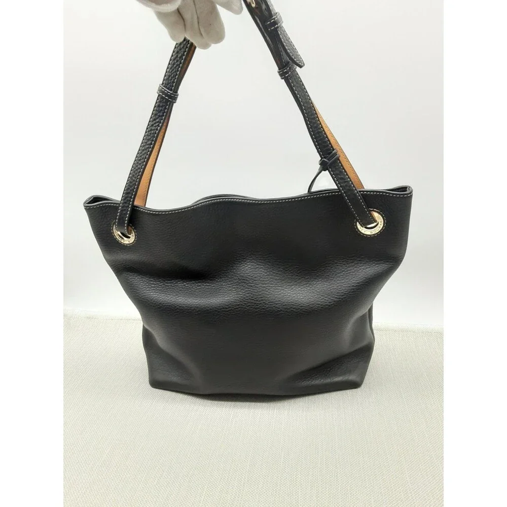 Dooney & Bourke Tote Shoulder Bag Grommet Black Pebbled Leather J2948561